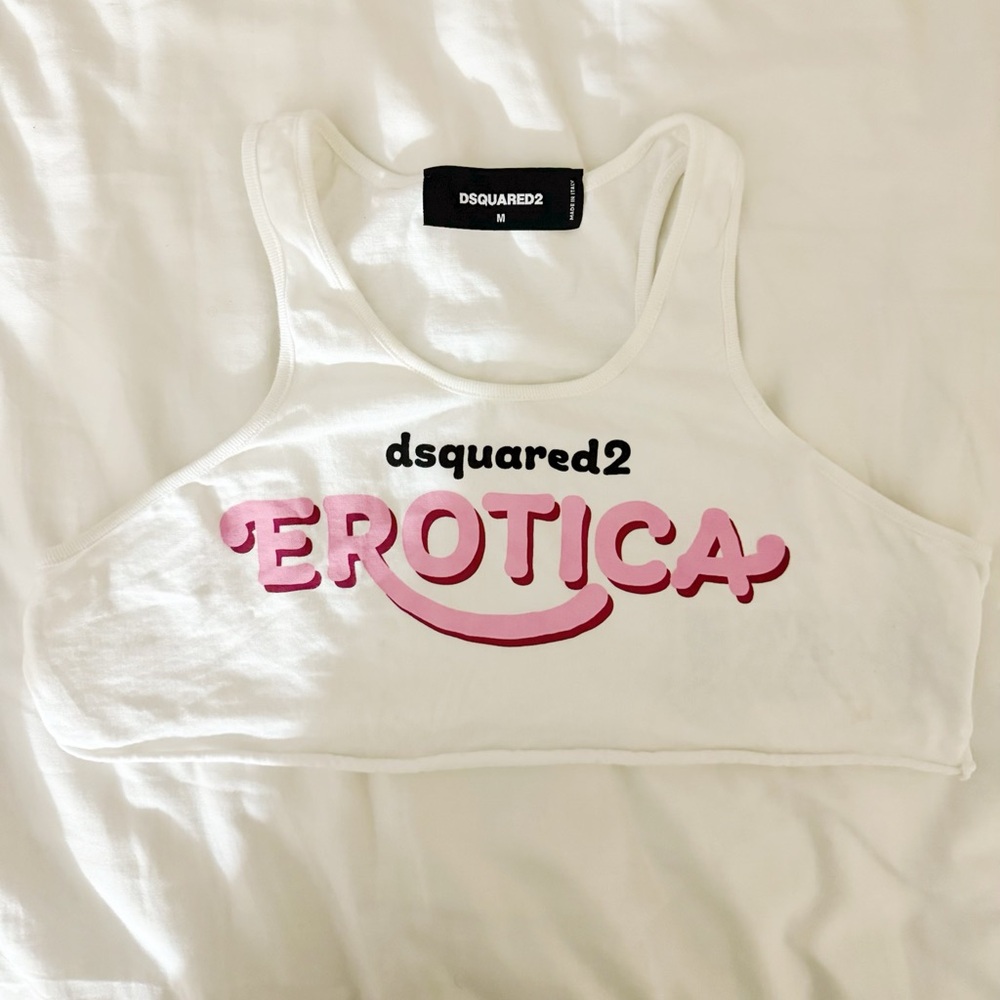 dsquared2 logo print cropped tank top